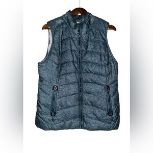 Green Tea Quilted Puffer Vest Women L Gorpcore Fleece Lined Trail‎ Pocket Front